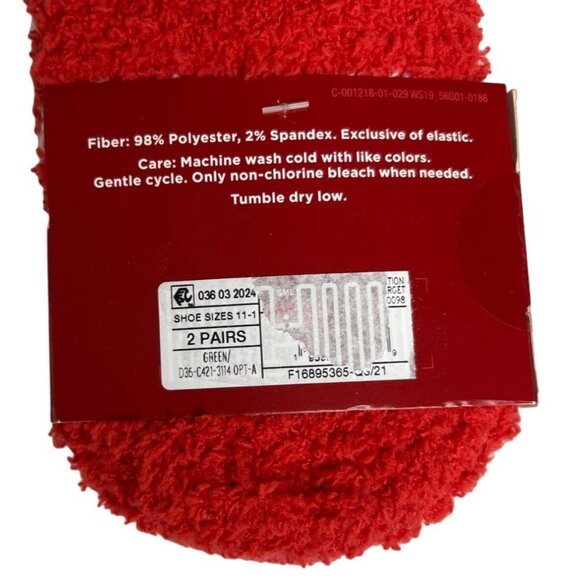 Wondershop Kids Super Soft Crew Christmas Santa Socks 2 Pk Size XS/S - Picture 4 of 4